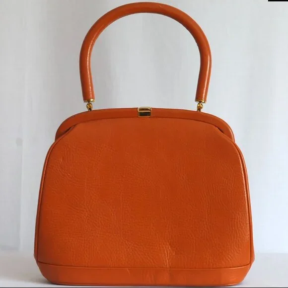 Paris Sac De Dame 1960's Leather Bag With Leather Wrapped Handle - France - Picture 2 of 5